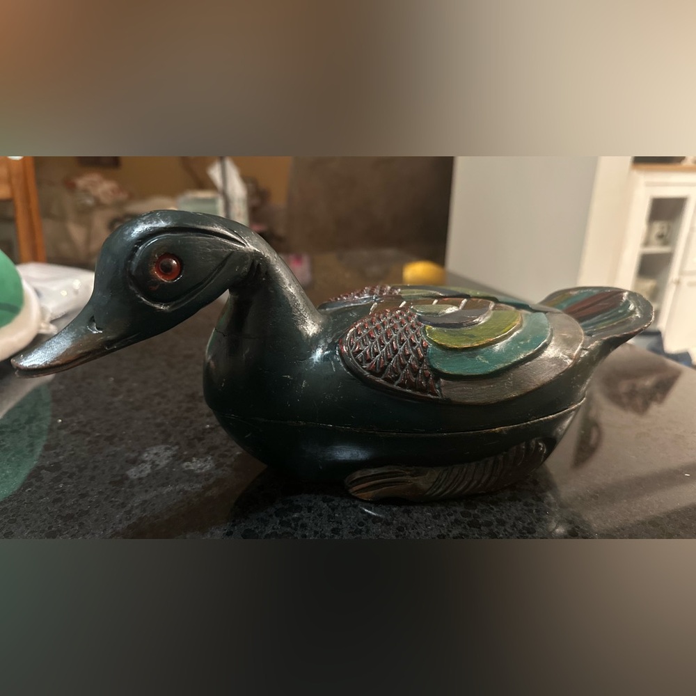 Hand carved wooden duck box